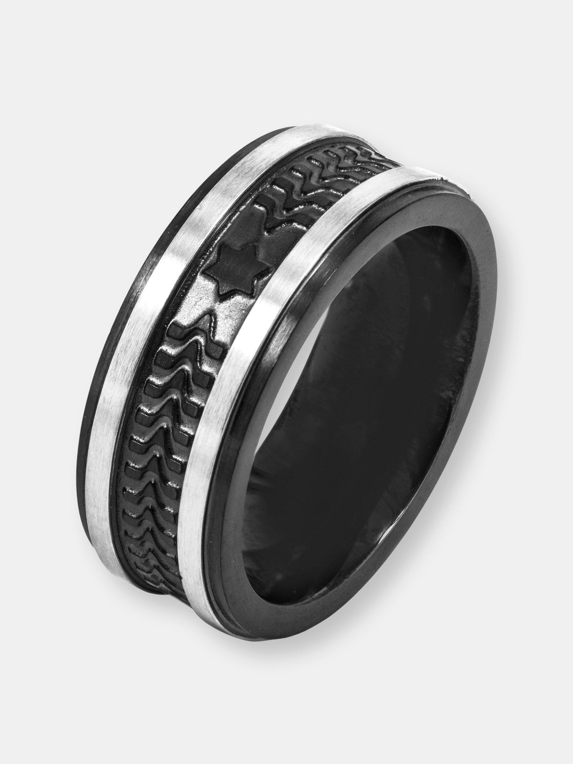 Mens Stainless Steel Textured Ring 
